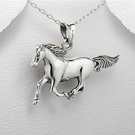 Running Horse Pendant - Sterling Silver - Click Image to Close